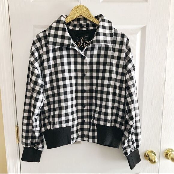 NWT The Fifth Label Black Gingham Bomber Jacket M - Picture 1 of 7